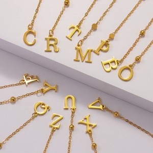 Nuova Collana alla Moda con Ciondolo a Cuore e Lettera Iniziale in Acciaio Inossidabile, Catena Regolabile con Perline, Gioiello da Donna - Product Image 2