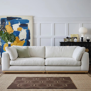 Sofá Seccional Minimalista ATUNUS de Madera Maciza Blanca, Sofá Modular de 3 Plazas con Tela Impermeable para Sala de Estar - Product Image 2