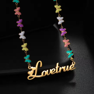 Custom Name Bracelet For Women Colorful butterfly Chain Stainless Steel Personalized Nameplate bracelet Jewelry Gift - Product Image 3