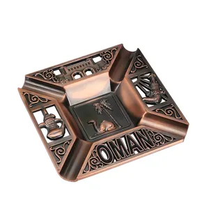 Manufacture Wholesale Custom Antique Luxury Copper Zinc Alloy Metal Dubai Souvenir Cigarette Ashtray Gift Box