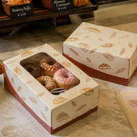 Boîte à pâtisserie pliable, structure résistante à la graisse, papier écologique, emballage pour desserts, fourniture de marques privées pour les marques alimentaires éco-responsables.