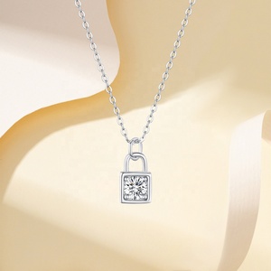 American Trending Luxury Women's 925 Sterling Silver Necklace <strong>White</strong> <strong>Gold</strong> Plated VVS Moissanite Diamond Pendant <strong>Locket</strong> Highly - Product Image 1