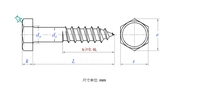 High Quality M10 Stainless Steel Hex Head Wood Screw Lag Bolt Coach Solar Panel Hexagon Screws Zinc Plated 20mm Tapping Black