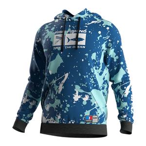 Men's <b>Blue</b> Camo <b>Long</b> <b>Sleeve</b> Jersey Waterproof Fishing Shirt Hoodie with Plus Size Option - Product Image 1