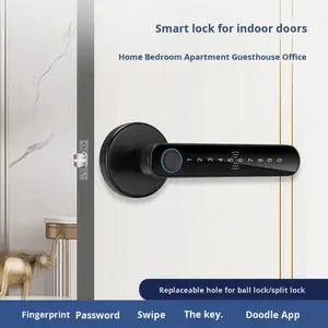 स्टॉक थोक घर इनडोर लकड़ी का दरवाजा लॉक सिंगल-लिंगुअल गोलाकार एक हाथ खोलने वाला सार्वभौमिक फिंगरप्रिंट लॉक ग्राफिफिटी मॉडल - Product Image 3