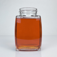 Bouteille en verre vide rectangulaire à large ouverture avec filetage, en verre transparent, vente en gros directe usine Chine