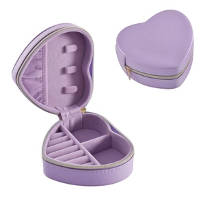 New Arrival Solid Black Purple Red Mini Love Heart Shape Jewellery <b>Box</b> Ring Velvet Jewelry <b>Box</b> Jewellery Storage Case Organizer - Product Image 4