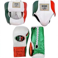 Boxing Life Ensemble d'équipement de boxe : Casque, protège-guêtres, gants à lacets, en cuir personnalisé, style mexicain, équipement d'entraînement pour adulte Winning