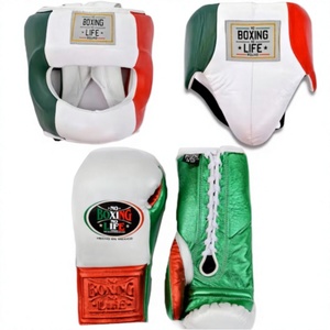 Boxing Life Ensemble d'équipement de boxe : Casque, protège-guêtres, gants à lacets, en cuir personnalisé, style mexicain, équipement d'entraînement pour adulte Winning - Product Image 1