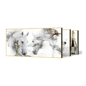 Pinturas de porcelana de cristal con impresión UV acrílica, pinturas de animales de caballo de lujo modernas <span class=keywords><strong>para</strong></span> decoración artística de pared del hogar, gran oferta - Product Image 1