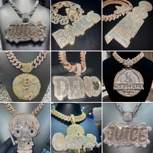Ciondolo Personalizzato VVS Moissanite in Argento 925 con Catena a Maglie Diamantate, Ciondolo con Lettera del Nome da Uomo Stile Hip Hop, Gioielli che Superano il Test del Diamante - Product Image 5