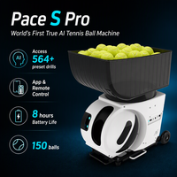 Machine à balles de tennis portable intelligente AI professionnelle PACE-S-PRO pour usage extérieur, contrôle par application, capacité de 150 balles, machine d'entraînement de padel