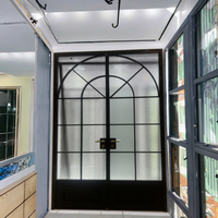 Portes de Sécurité en Aluminium et Verre Trempé Double, Style Moderne, pour Villa Française, Entrée Principale Extérieure, Hôtel, Appartement