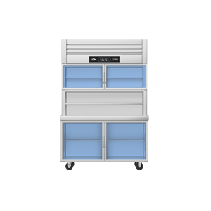 Réfrigérateur commercial à refroidissement direct, 4 portes, en acier inoxydable, avec portes vitrées, combiné armoire/table, <span class=keywords><strong>encastrable</strong></span>/de plain-pied - Product Image 2