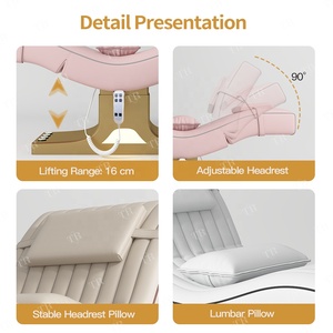 Turri, estilo de diseñador, elevación eléctrica, mesa de masaje moderna, Spa, terciopelo, cuero, salón de belleza, cama de pestañas ajustable, camilla para cejas - Product Image 6