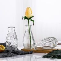 Set vas bunga palsu isi 4 buah, vas kaca tunggal, wadah tanaman air, Set botol kecil Bening, tekstur bertitik, 4 buah