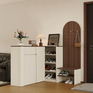 Modern Solid Wood <strong>Corner</strong> Shoe <strong>Bench</strong> &amp; Cabinet Customizable Entryway/Hallway Storage for Hotel Use Eco-Friendly Durable Design - Product Image 5