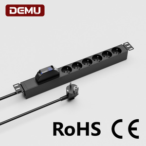 PDU industriel 1U pour montage en rack, 6 prises de courant standard françaises avec disjoncteur 1P, boîtier en alliage d'aluminium pour centre de données - Product Image 1
