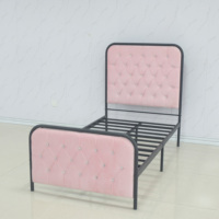 Tête de lit capitonnée en tissu rose diamant avec rangement, support robuste, sans formaldéhyde, cadre métallique, tailles double et queen, pour filles SSS