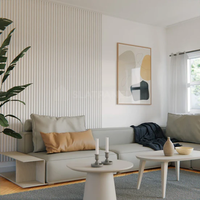 Panneau acoustique en bois à lattes avec revêtement blanc sur 3 côtés, design 3D, NRC 80%, écologique, insonorisant, pour usage commercial