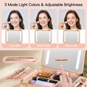 Sac à cosmétiques OBOX avec miroir HD à intensité variable pour les équipes de mariée, organisateur portable pour les services de mariage <span class=keywords><strong>en</strong></span> <span class=keywords><strong>groupe</strong></span> - Product Image 6