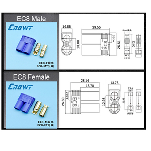 Đầu Nối EC8 EC5 EC3 Đầu Nối Thiết Bị Pin Đầu Nối Mạ Vàng 5.0Mm Nam & Nữ Với Vỏ Nhựa Màu Xanh - Product Image 4