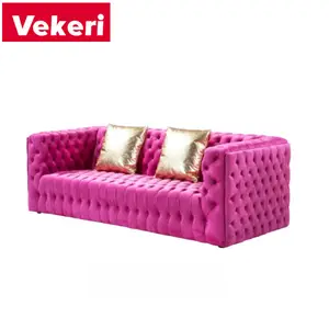 Modern an elegant and simple frame for a formal generous curved side pink velvet sofa in living rooms