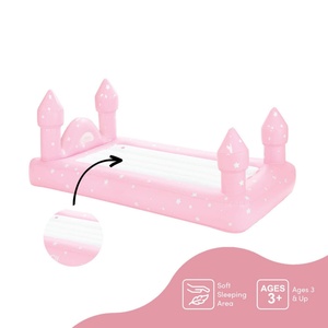 Lit gonflable rose Château pour enfants, matelas gonflable pour chambre d'enfant, lit de couchage pour la garderie et les nuits à la draisienne - Product Image 2