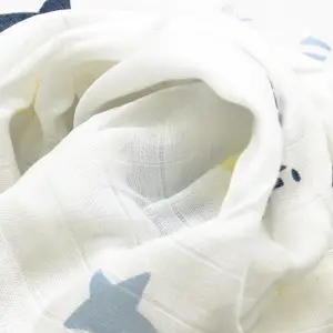 70% bamboo 30% cotton 2 layer double gauze printed muslin fabric for baby blankets