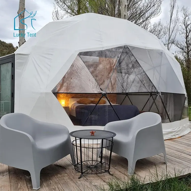 Good quality outdoor hotel resort pvc leisure round canvas glamping dome tent