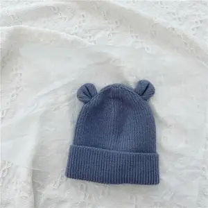 Детская шапка с милыми медвежьими ушками, осенне-зимняя вязаная хлопковая шапочка, шапка, мягкая теплая шапочка для младенцев, Аксессуары для младенцев