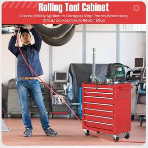 Chariot à outils robuste avec tiroirs, mécanisme de verrouillage et roues, organisateur de garage pour mécaniciens et techniciens - Product Image 6