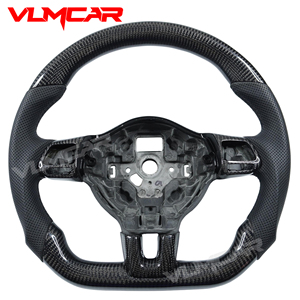 Volant personnalisé en fibre de carbone pour Volkswagen Scirocco Jetta <span class=keywords><strong>Golf</strong></span> <span class=keywords><strong>6</strong></span> Polo Gti Mk6 <span class=keywords><strong>6</strong></span> R avec cuir perforé - Product Image 1