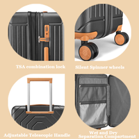 Valise de cabine à roulettes avec serrure TSA, roues silencieuses, design élégant, résistante aux rayures, rangement portable, bagage de voyage