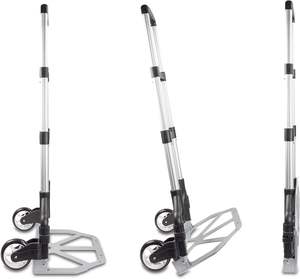 頑丈アルミ折りたたみ式ハンドトラック荷物プラスチックホイールトロリーカート調節可能ハンドル付き - Product Image 3