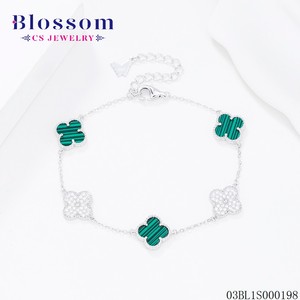 Blossom CS เครื่องประดับขายดีสร้อยข้อมือ925เงินสเตอร์ลิงสี่ใบโคลเวอร์สร้อยข้อมือเพทายเปลือกหอยนำโชคสำหรับผู้หญิงเครื่องประดับที่ดี - Product Image 3