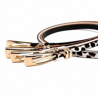 Ceinture fine en similicuir imprimé léopard pour femme avec boucle ardillon en alliage, idéale pour robe, pull, costume, bureau, élégante