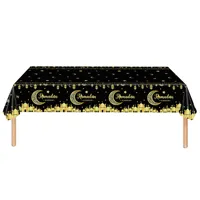 Lanterne en forme de croissant de lune en or noir, ensemble de fournitures jetables pour la fête du Ramadan et de l'Aïd, décoration pour les fêtes islamiques