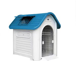 Lüks köpek plastik ev kulübesi serisi açık kullanım büyük boy çıkarılabilir yağmur geçirmez plastik köpek evi kafes pencere ile - Product Image 4
