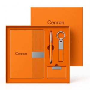 Premium Office Gift Kit : White PU Notebook, Silver <b>Pen</b>, Keyring & Name Card Holder in <b>Box</b> for Corporate Branding - Product Image 4