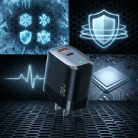 Chargeur mural USB double port 30W PD 3.0 18W QC 3.0 USB-C USB-A à charge rapide compatible avec iPhone 17, adaptateur secteur Type-C 30W