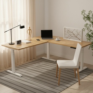 Electric L-Shaped Height Adjustable Desk Modern Ergonomic Wooden Executive Office Desk - Product Image 1