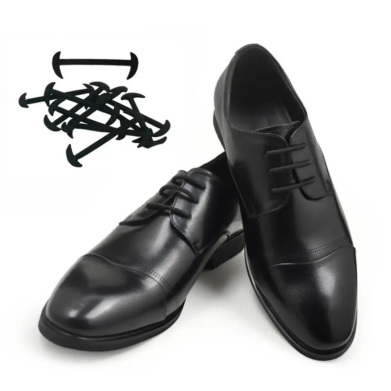 Silicone No-tie Shoelaces for Leather Shoes Rubber Elastic No tie Shoestring for formal shoes/dress shoes