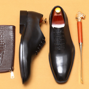 Chaussures habillées en cuir véritable pour hommes, style Oxford, à bout pointu, à lacets, couleur unie, pour le bureau, les occasions formelles, toutes saisons - Product Image 3