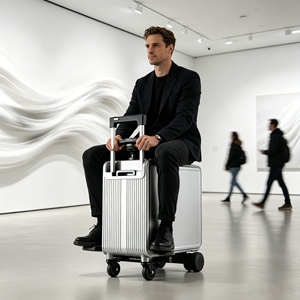 FUTUREJOY Scooter Eléctrico de Aluminio con Maleta de Viaje de 4 Ruedas, Equipaje Inteligente, Bolso de Mano - Product Image 1