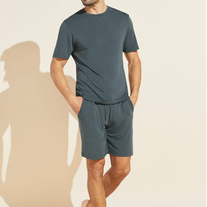 Source Factory Bamboo Cotton <strong>Men's</strong> Sleepwear Pajamas Summer <strong>Short</strong> Sleeve <strong>Shorts</strong> <strong>Set</strong> Night Wear <strong>Men</strong> Pajama <strong>Set</strong> - Product Image 3