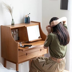 Nordic Solid Wood Dressing <b>Table</b> Cherry Wood Vanity <b>Small</b> Apartment Bedroom Furniture Eco Friendly Adult Use - Product Image 4