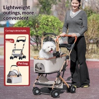 Poussette pour animaux de compagnie multifonctionnelle, légère, pliable à 4 roues, réglable, confortable, lavable, imperméable, grande capacité, portable