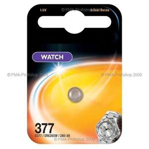 Pila de óxido de plata SR626SW, tipo 377, de larga duración para relojes, calculadoras y dispositivos pequeños. blister de 1 - Product Image 1