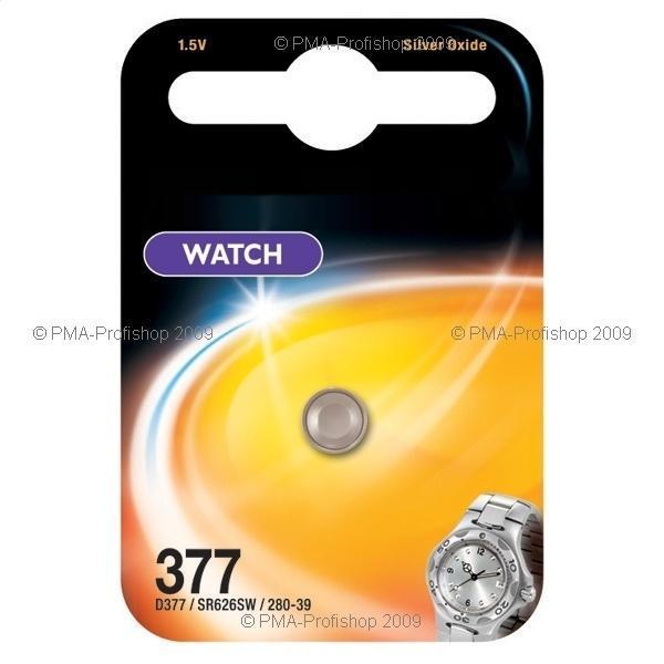 pila de xido de plata sr626sw, tipo 377, de larga duracin para relojes, calculadoras y dispositivos pequeos. blister de 1